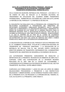Acta de la III Reunón Bilateral BOLIVIA-PARAGUAY del 9
