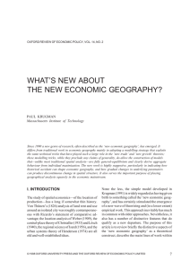 WHAT`S NEW ABOUT THE NEW ECONOMIC GEOGRAPHY?