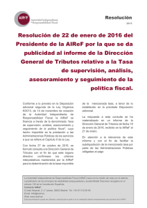 Resolución de 22 de enero de 2016 del Presidente de la AIReF por