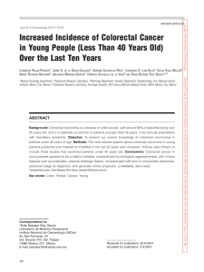 Increased Incidence of Colorectal Cancer in Young People (Less