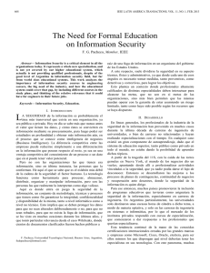 The Need for Formal Education on Information Security