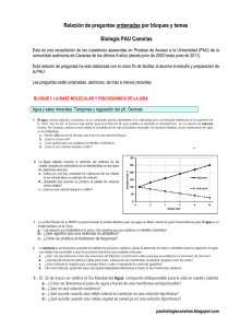 Relación de preguntas ordenadas por bloques y temas Biología