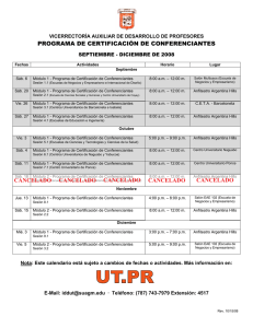 Calendario Programa Certificación de Conferenciantes sept
