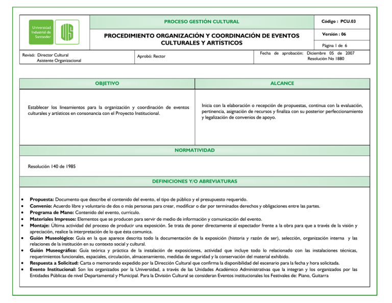 procedimiento organización y coordinación de eventos