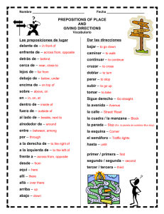 PREPOSITIONS OF PLACE AND GIVING DIRECTIONS Las