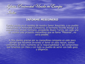 informe misionero - Iglesia Pentecostal Unida de Colombia