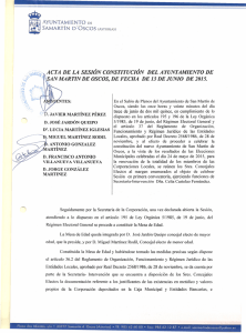 Acta de Constitución del Ayuntamiento celebrada el día 13-06-2015