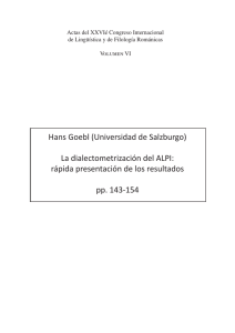 Hans Goebl (Universidad de Salzburgo) La dialectometrización del