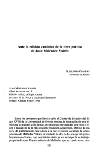 Ante la edición canónica de la obra poética de Juan Meléndez Valdés