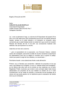 Carta dirigida al Señor Carlos Villalba Bustillo