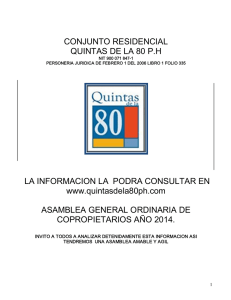 CONJUNTO RESIDENCIAL QUINTAS DE LA 80 P.H LA