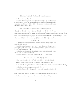 Demostrar que 30 | n 5 − n. Solución: Notemos que n5 −n