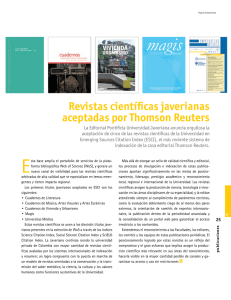 Revistas científicas javerianas aceptadas por Thomson Reuters