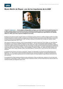 Muere Martín de Riquer, uno de los impulsores de la UAB
