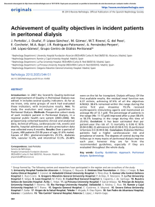 Achievement of quality objectives in incident patients in peritoneal