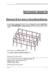 Estructura 3D de 5 vanos y 2 alturas:Barras-Esfuerzos