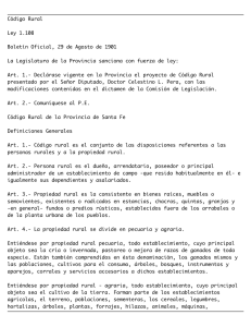 Código Rural Ley 1.108 Boletín Oficial, 29 de Agosto de 1901 La