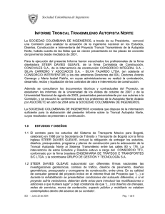 Informe troncal Transmilenio Autopista Norte