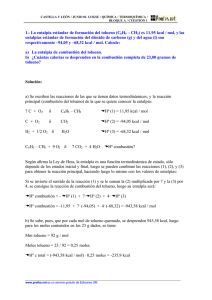 1.- La entalpía estándar de formación del tolueno (C6H5 – CH3) es