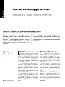 Fractura de Monteggia en niños Monteggia injury during chilhood