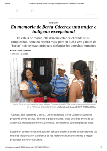 En memoria de Berta Cáceres: una mujer e indígena excepcional