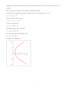 Encontrar la ecuación de una parábola dado el vértice