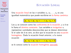 Algebra Lineal: Ecuación Lineal