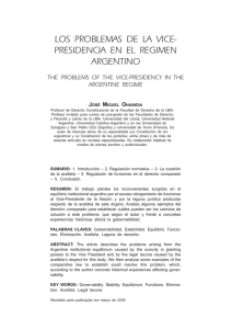 los problemas de la vice- presidencia en el regimen argentino