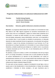 Programas institucionales en la estructura institucional de la UCR