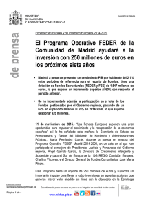 El programa Operativo FEDER de la Comunidad de Madrid ayudará