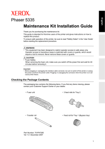Phaser 5335: Maintenance Kit Installation Guide