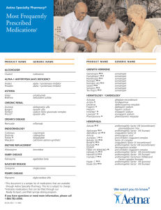 Aetna Specialty Pharmacy Most Frequently Prescribed Medications