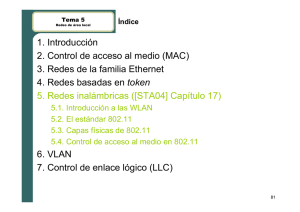 1. Introducción 2. Control de acceso al medio (MAC) 3. Redes de la