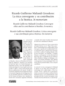 Ricardo Guillermo Maliandi Grosskoss: La ética convergente y su