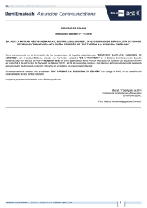 SOCIEDAD DE BOLSAS Instrucción Operativa nº 111/2016 BAJA