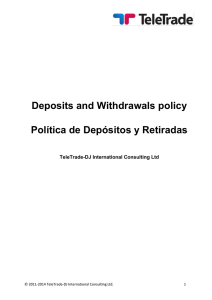 Deposits and Withdrawals policy Política de Depósitos y