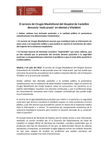 5-7-2016 El Servicio de Maxilofacial de Castellón denuncia mala