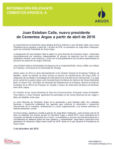 Juan Esteban Calle, nuevo presidente de Cementos Argos a partir