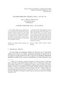 LOS DISCURSOS DE CATILINA: SALL., CAT. 20 Y 58 1