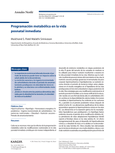 Programación metabólica en la vida posnatal inmediata