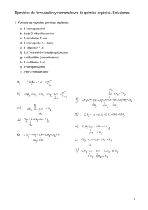 Ejercicios de formulación y nomenclatura de química orgánica