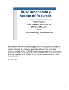 RDA - Resource Description and Access, July 2005, Spanish