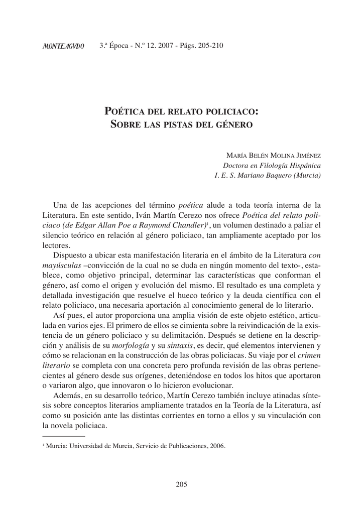 POÉTICA DEL RELATO POLICIACO SOBRE LAS PISTAS DEL