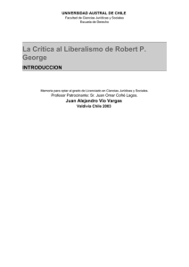 La Crítica al Liberalismo de Robert P. George INTRODUCCION