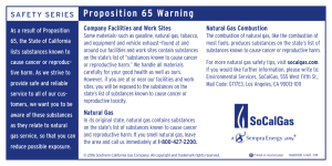 Proposition 65 Warning - Southern California Gas Company