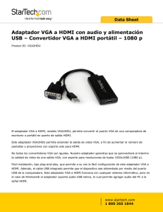 Adaptador VGA a HDMI con audio y alimentación USB