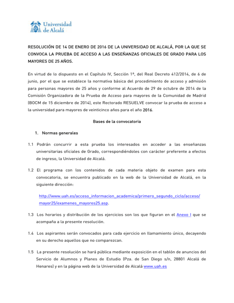 Convocatoria De La Prueba De Acceso