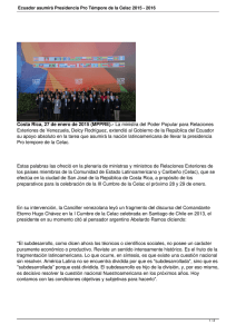 Ecuador asumirá Presidencia Pro Témpore de la Celac 2015