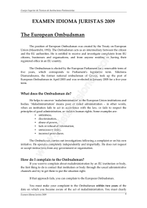 EXAMEN IDIOMA JURISTAS 2009 The European Ombudsman