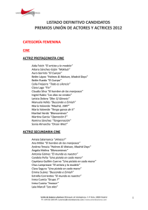 Listado Candidatos Premios 2012
